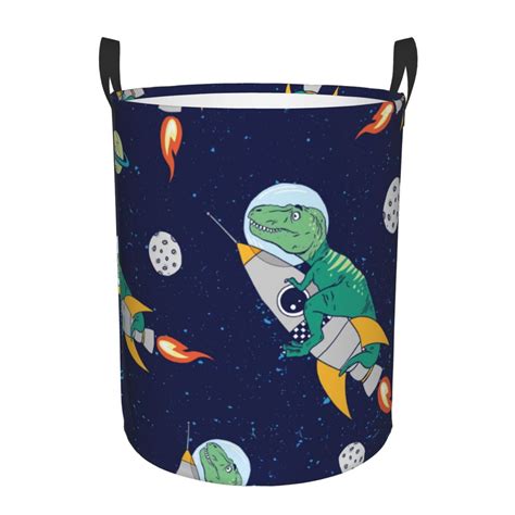 Haiem Astronaut Dinosaur And Space Leather Dirty Clothes Laundry Basket