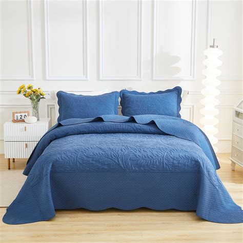 MarCielo 3 Piece 100 Cotton Oversized Bedspread Set Coverlet Set