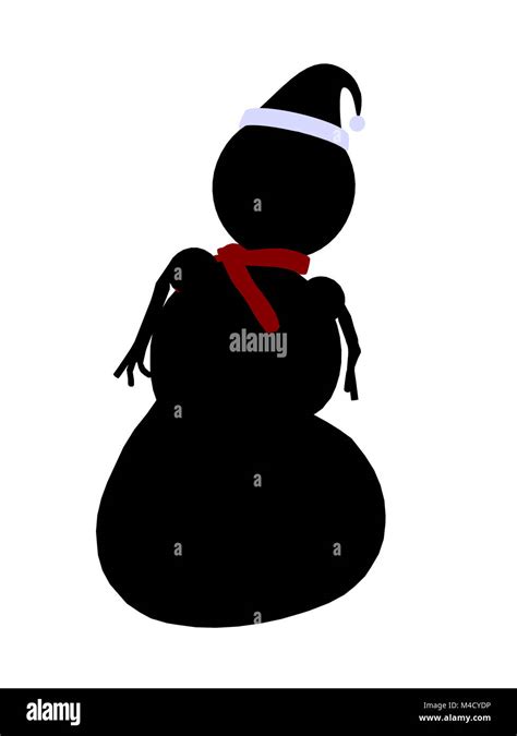 A Black Christmas Snowman Illustration Silhouette On A White Background