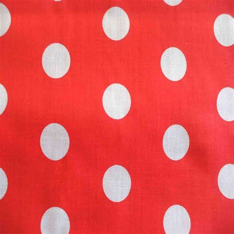 Red Polka Dot Spotted Polycotton Poplin Printed Fabric