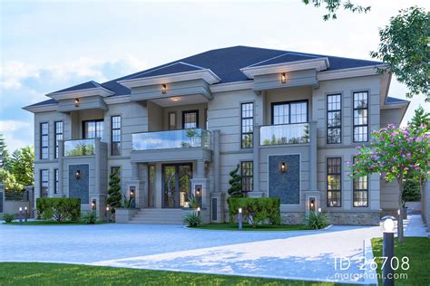 Modern classical 6-bedroom mansion house plan - ID 26708 | House plans ...