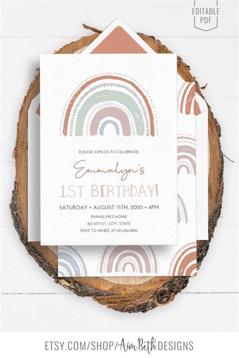 Boho Rainbow Invitation Template Free