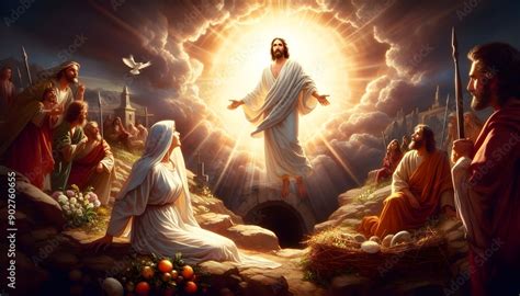 The Resurrection of Jesus Christ with an Empty Tomb and a Radiant ...