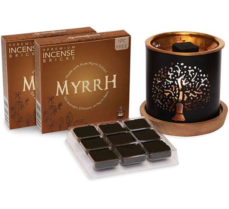 Aromafume Myrrh Incense Bricks And Tree Of Life Exotic Burner 2 Trays X 9