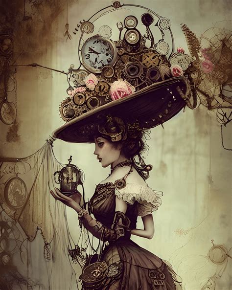 Hyper Realistic Steampunk Lady In A Big Victorian Dress · Creative Fabrica