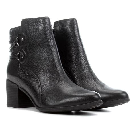 Bota Feminina Couro Cano Curto - Bota Couro Cano Curto Bottero Tiras Feminina - Preto | Zattini