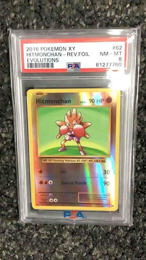 2016 Pokemon Xy Evolutions 62 Hitmonchan Reverse Foil PSA 8 GameStop