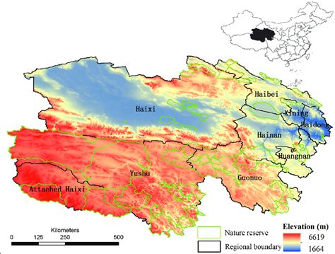 The Location Of Qinghai Province In China And The Elevation Range