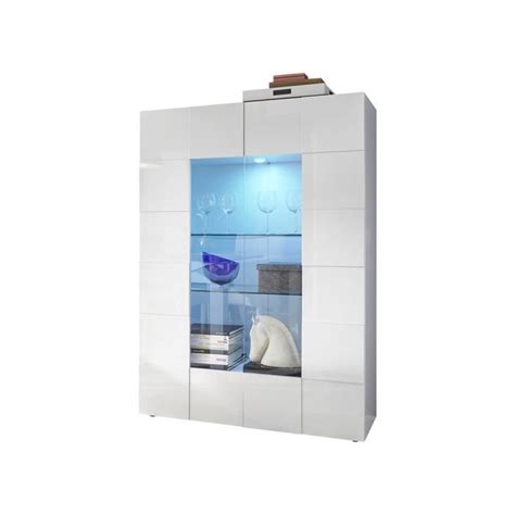 Vitrine VENTE UNIQUE CALISTO 2 portes LEDs Blanc laqué