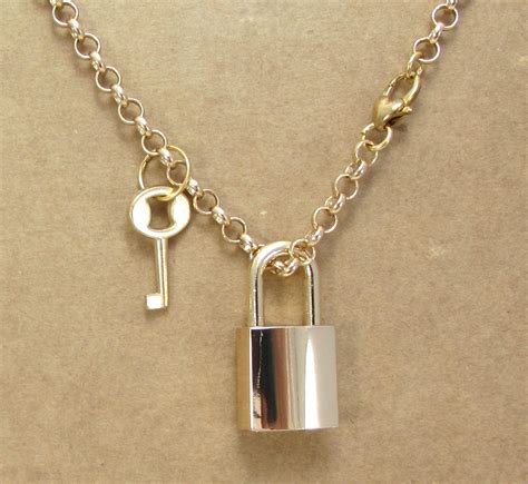 Padlock Necklace 33x16mm Gold Padlock With 22x12mm Key Etsy