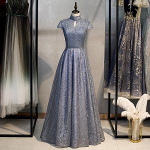 Vintage Retro Navy Blue Dancing Prom Dresses A Line Princess