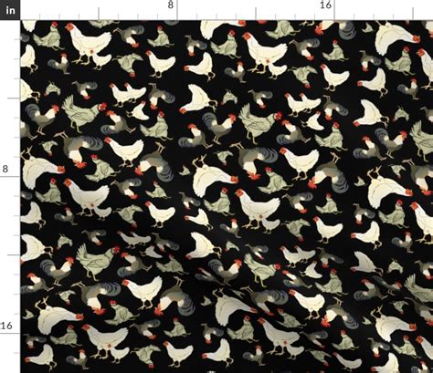 Chickens Fabric Chickens and Roosters by Dianamaine - Etsy