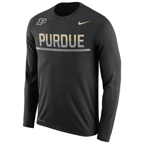 Nike Purdue Boilermakers Black Staff Sideline Legend Performance Long Sleeve T Shirt