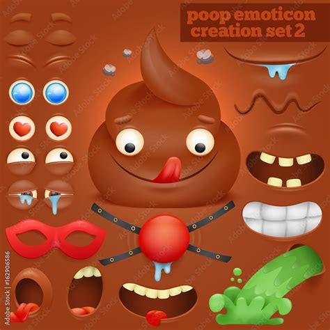 Creation set of cartoon poo emoticon character Stock Vector | Adobe Stock