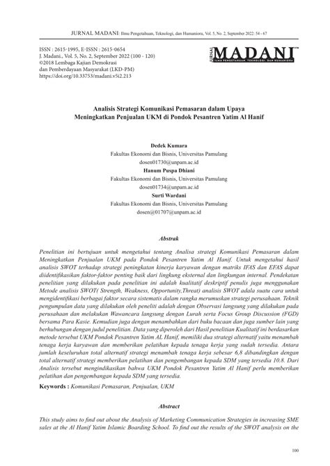 Pdf Analisis Strategi Komunikasi Pemasaran Dalam Upaya Meningkatkan