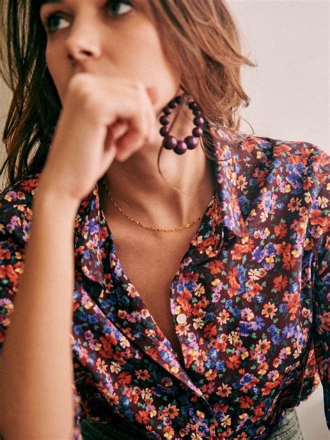 Pierro Shirt Printed Purple Flowers Cotton Sézane Sezane