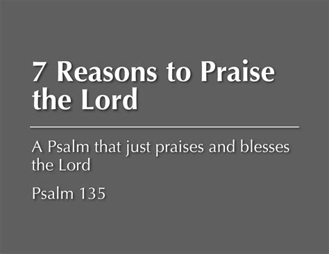 » Sermon: 7 Reasons to Praise the Lord, Psalm 135 Savage Street Church ...