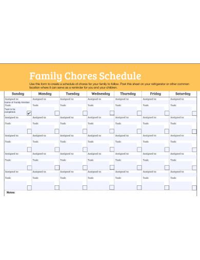 8+ Chore Schedule Templates in Google Docs | Word | PDF | Pages