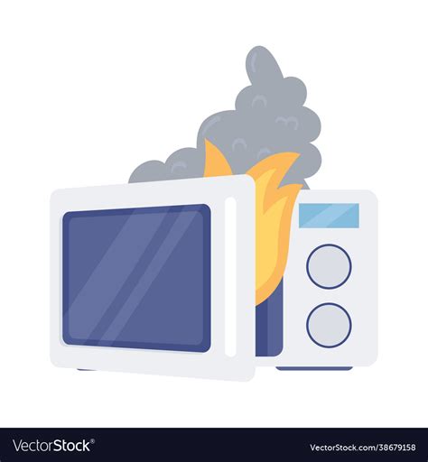 Fire damaged microwave Royalty Free Vector Image