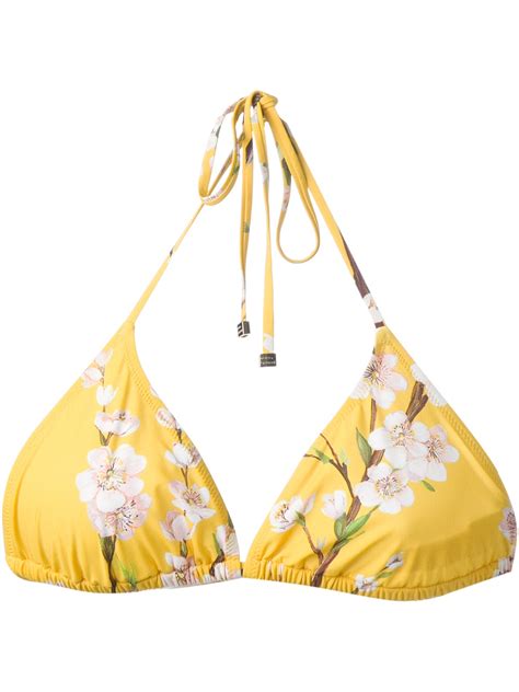 Lyst Dolce And Gabbana Cherry Blossom Print Bikini Top In Orange