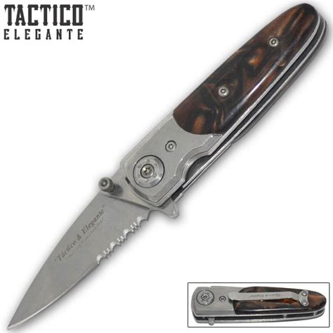 Tactico And Elegante Spring Assisted Knife Silverbrown