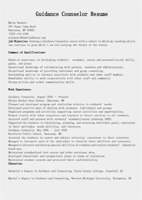 Resume Samples Guidance Counselor Resume Sample