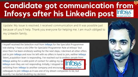 Infosys Candidate Got Communication From Infosys After His Linkedin