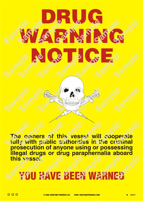 Maritime Progress Uk Wv Safety Poster For Drug Warning Notice