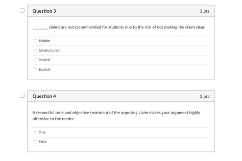 Solved Question 3 3 Pts Claims Are Not Recommended For Chegg