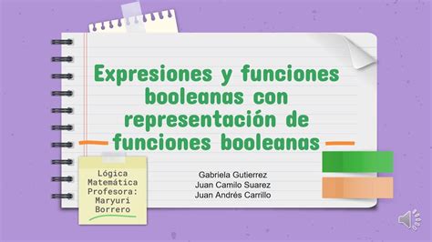 Expresiones Y Funciones Booleanas Con Representación De Funciones