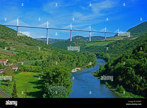 The Viaduct Of Millau Above The Tarn Valley Aveyron Massif Central