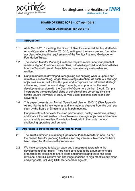 Operational Plan Template Word