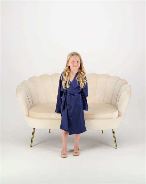 Alexa Mini Flower Girl Robe Navy The Sleepover