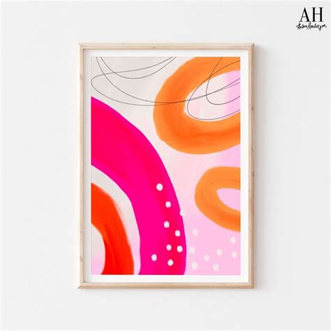 Pink Orange Abstract Painting Bright Pink Abstract Vibrant Etsy