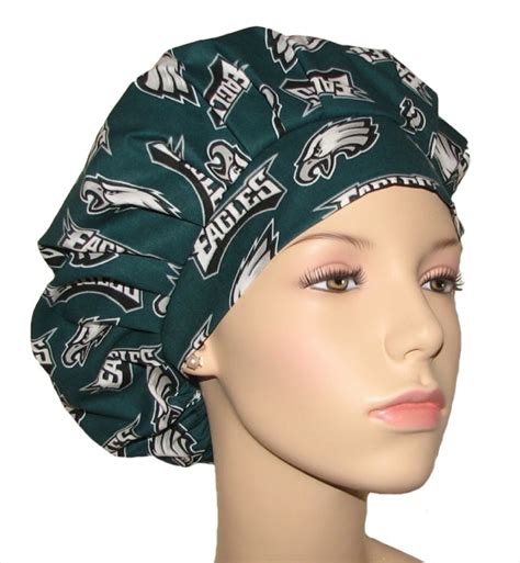 Bouffant Scrub Hat Philadelphia Eagles Fabric Scrubheads Scrub Etsy