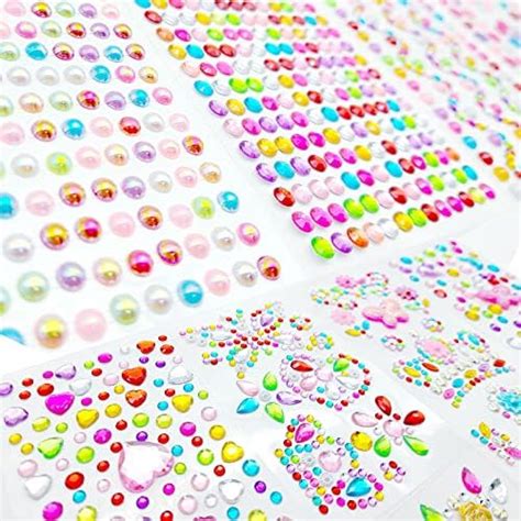 Self Adhesive Rhinestone Crystal Stickers 8 Sheets Stick On Jewels For