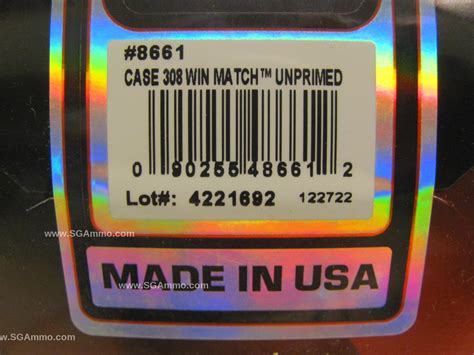 50 Count Box 308 Win Match Unprimed Brass For Handloading By Hornady 8661