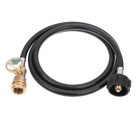 5ft Propane Tank Extension Hose with Gauge Leak Detector ACME to Male ...