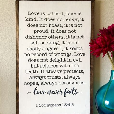 Love Never Fails Wood Sign Wooden Sign 1 Corinthians 13