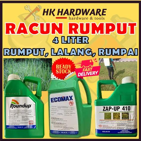 RACUN RUMPUT RUMPAI LALANG HERBICIDE 4 LITER 41 KELAS III ZAP UP