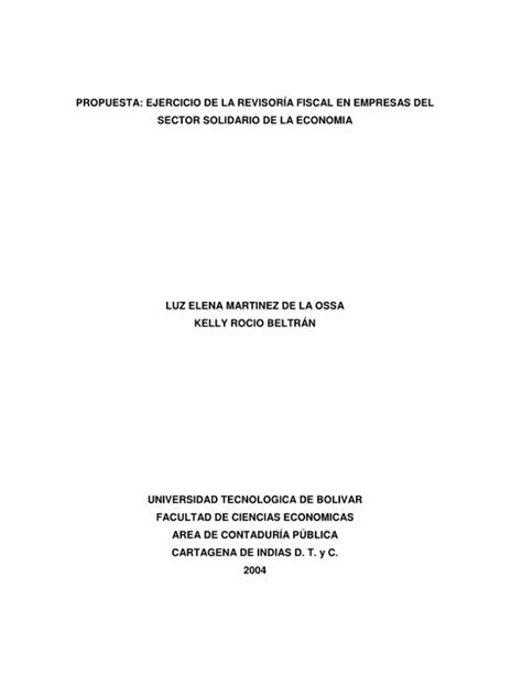 Ejercicio De La Revisoría Fiscal En Empresas Del Sector Solidario De La