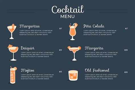 Free Vector Cocktail Menu Template In Blackboard Style