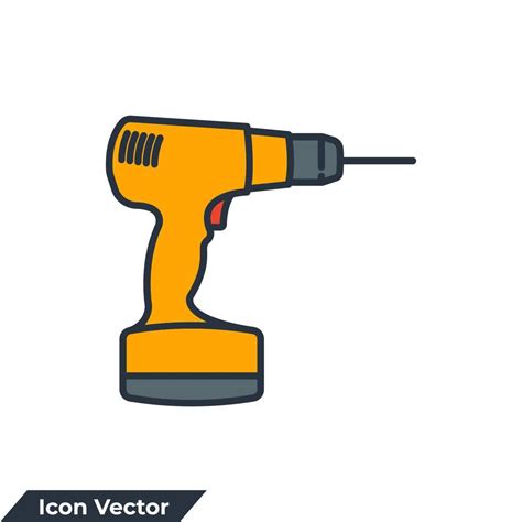 Drill Icon Logo Vector Illustration Screwdriver Power Drill Symbol