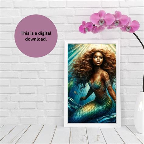 Black Mermaid Art Painting Black Mermaid Wall Art Black Mermaid Art ...