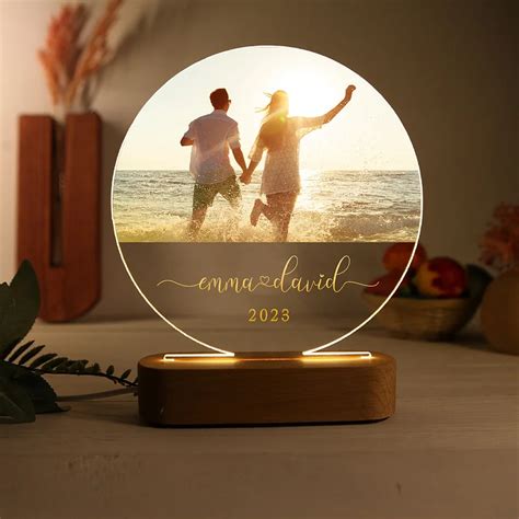 Lampe De Chevet Couple Led Lumi Res Pr Nom Et Photo Personnalis S Avec