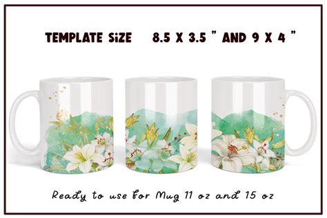 Watercolor Lily Flowers Coffee Mug Wrap Graphic By Jaiprakan A