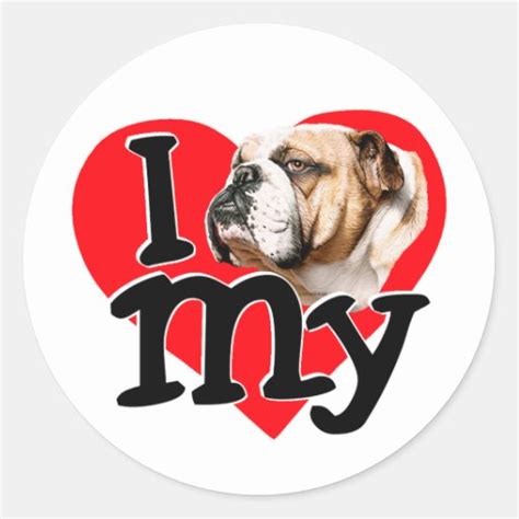 I Love My Bulldog Classic Round Sticker Zazzle