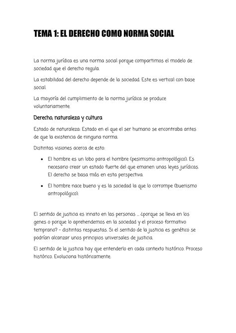 Fundamentos Del Derecho TEMA 1 EL DERECHO COMO NORMA SOCIAL La Norma