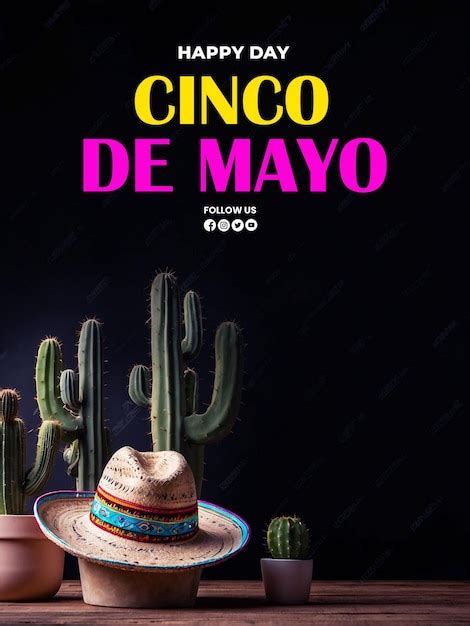 Premium PSD Cinco De Mayo Poster Template Design With Cactus And