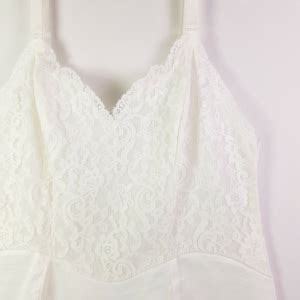 Vintage Full Slip Antron Nylon Ivory White Lace Lingerie Womens Size